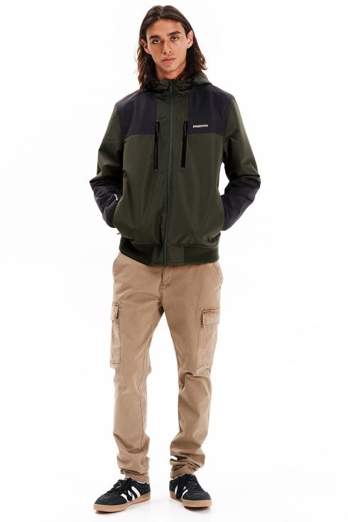 Emerson Ανδρικό Μπουφάν με Κουκούλα Λαδί-Μαύρο