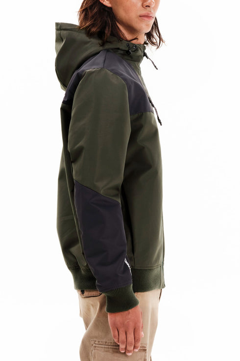 Emerson Ανδρικό Μπουφάν με Κουκούλα Λαδί-Μαύρο