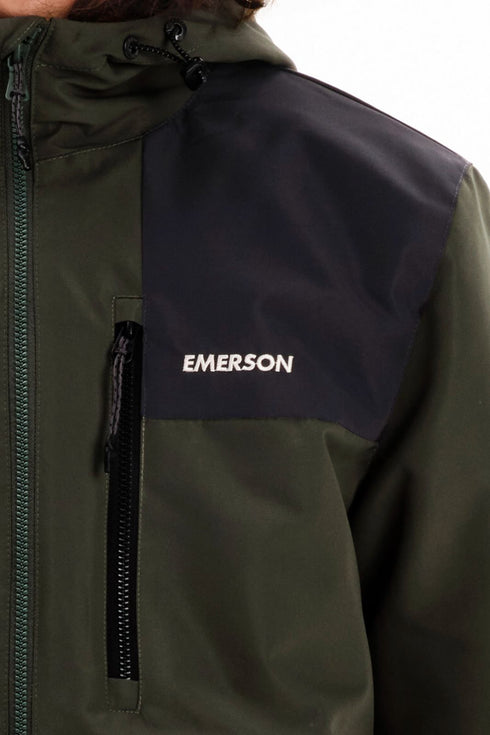 Emerson Ανδρικό Μπουφάν με Κουκούλα Λαδί-Μαύρο