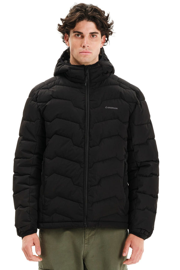 Emerson Ανδρικό Μπουφάν Puffer με Κουκούλα Μαύρο