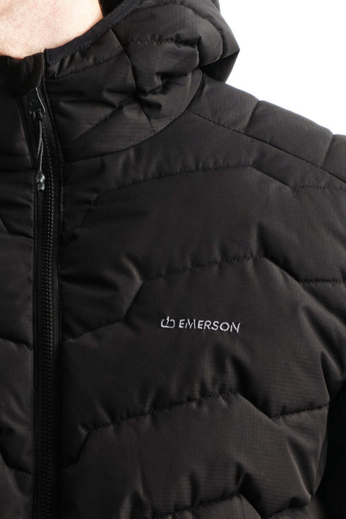Emerson Ανδρικό Μπουφάν Puffer με Κουκούλα Μαύρο
