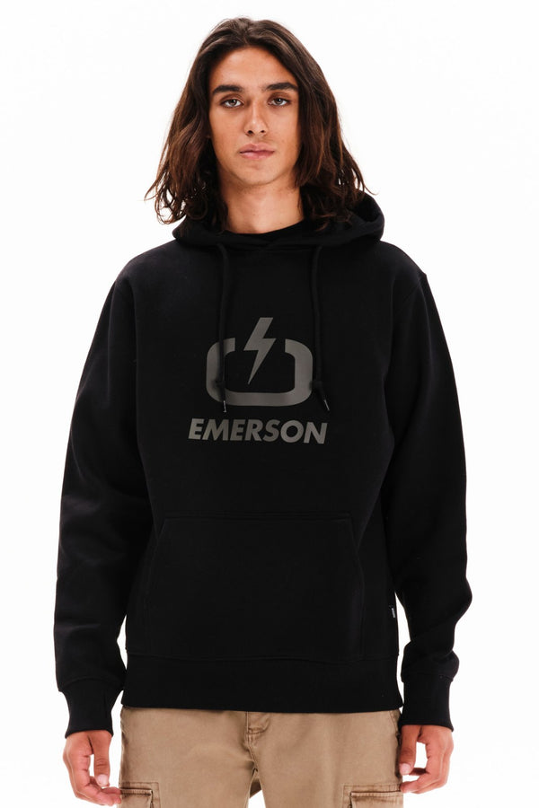 Ανδρικό Φούτερ με Κουκούλα Μαύρο Logo Emerson