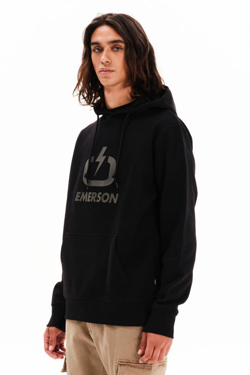 Ανδρικό Φούτερ με Κουκούλα Μαύρο Logo Emerson