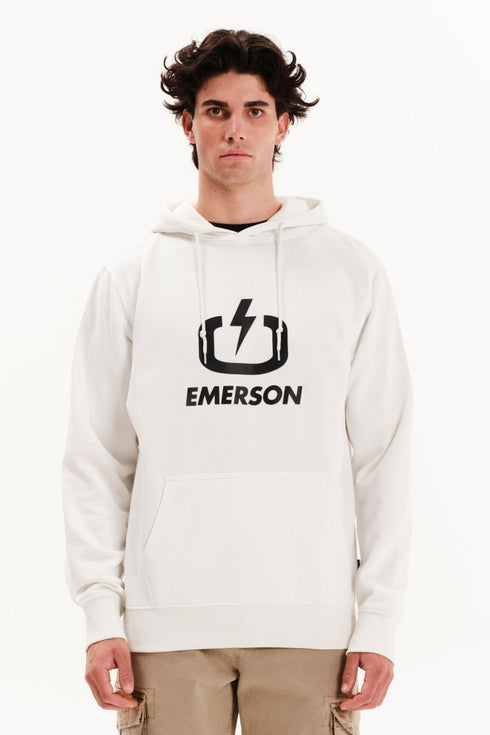 Ανδρικό Φούτερ με Κουκούλα Λευκό Logo Emerson