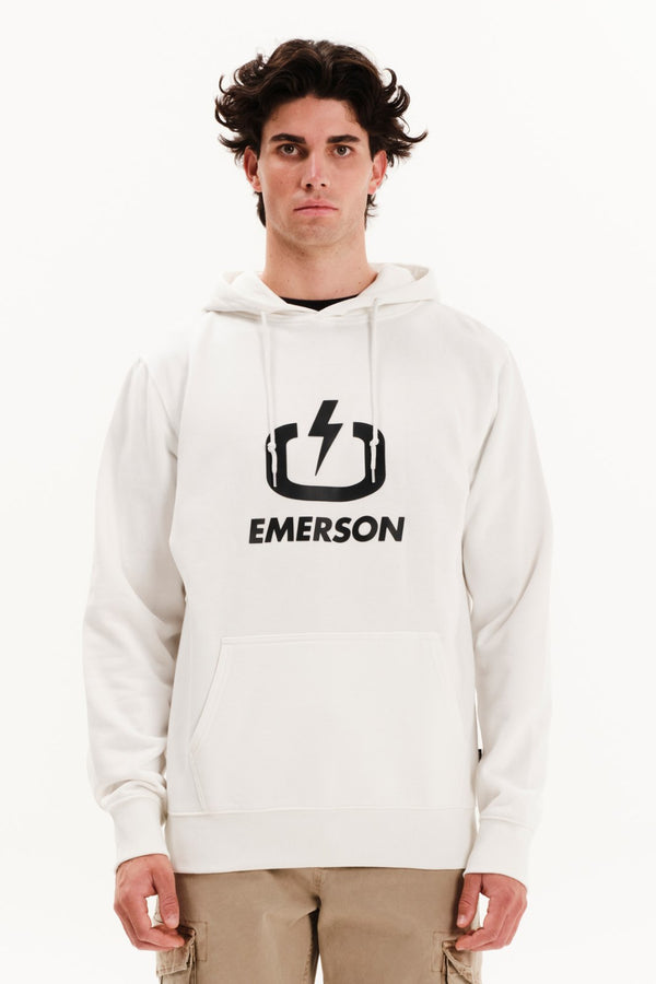 Ανδρικό Φούτερ με Κουκούλα Λευκό Logo Emerson
