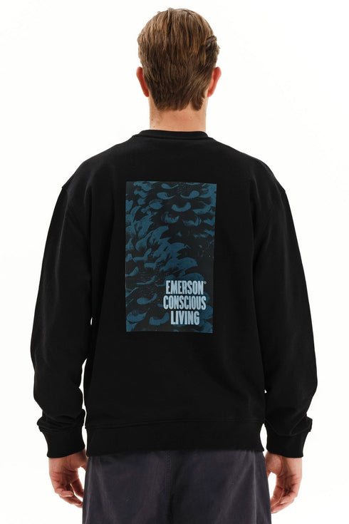 Emerson Ανδρικό Φούτερ Λαιμόκοψη Μαύρο