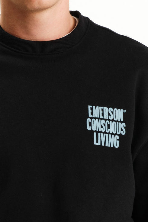 Emerson Ανδρικό Φούτερ Λαιμόκοψη Μαύρο