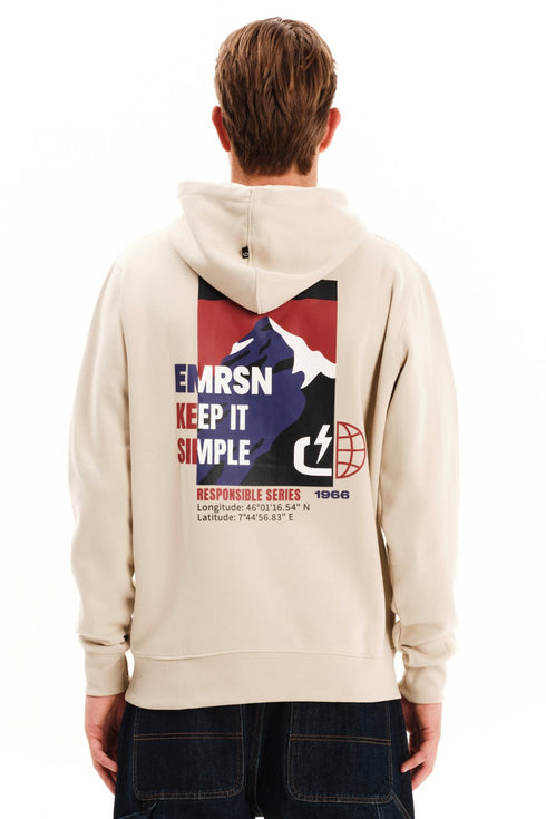 Ανδρικό Φούτερ Μπεζ με Τύπωμα στην Πλάτη Emerson