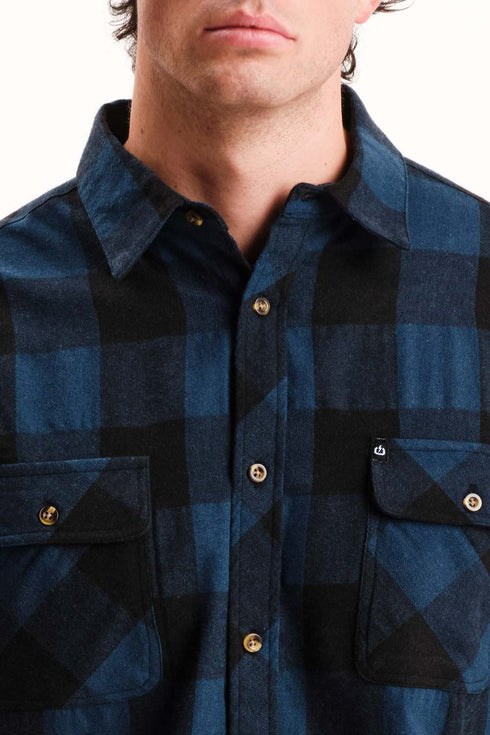 Emerson Ανδρικό Φανελένιο Πουκάμισο Μπλε-Μαύρο Emerson