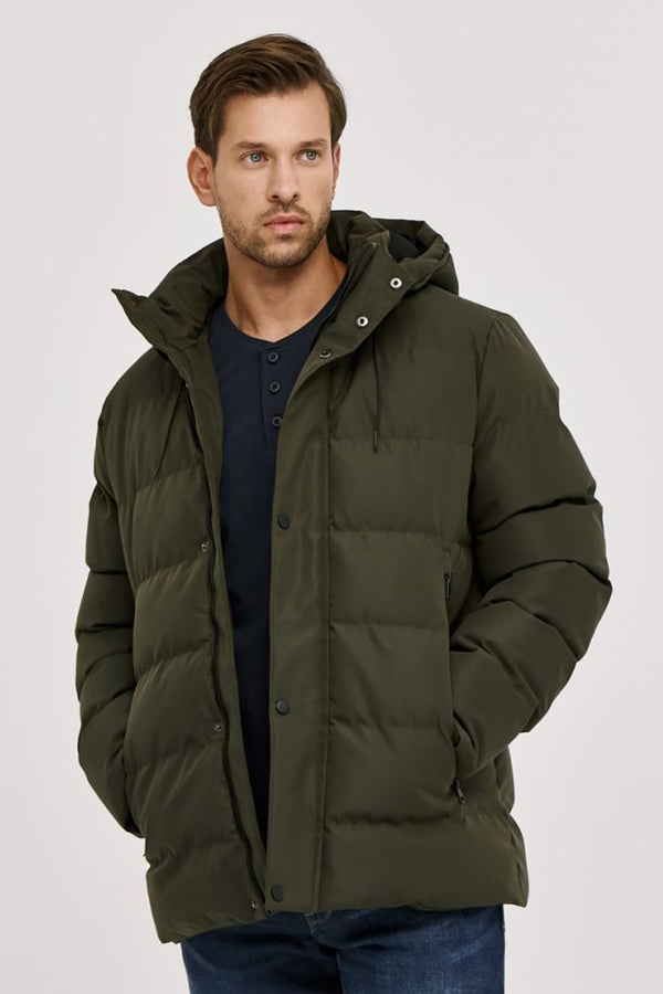 Ανδρικό Puffer Μπουφάν με Κουκούλα Χακί Camaro