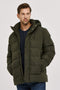Ανδρικό Puffer Μπουφάν με Κουκούλα Χακί Camaro