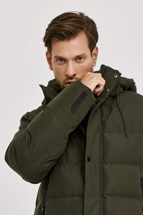 Ανδρικό Puffer Μπουφάν με Κουκούλα Χακί Camaro