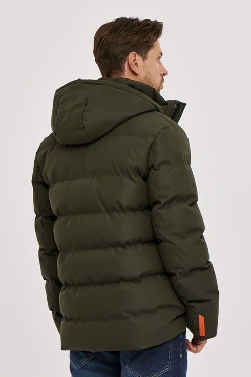 Ανδρικό Puffer Μπουφάν με Κουκούλα Χακί Camaro