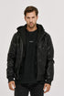 Ανδρικό Μπουφάν από Vegan Δέρμα με Κουκούλα Μαύρο Camaro