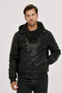 Ανδρικό Μπουφάν από Vegan Δέρμα με Κουκούλα Μαύρο Camaro
