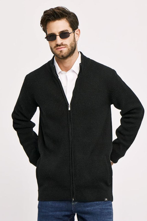 Ανδρική Πλεκτή Ζακέτα Χρώμα Μαύρο Camaro