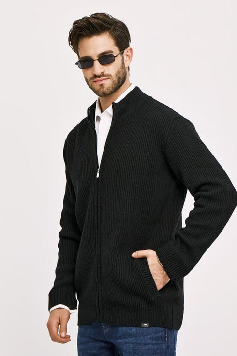 Ανδρική Πλεκτή Ζακέτα Χρώμα Μαύρο Camaro