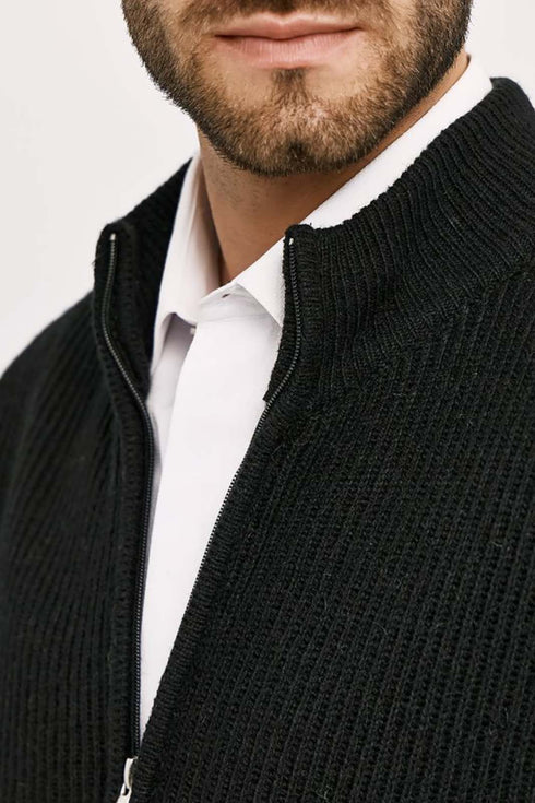 Ανδρική Πλεκτή Ζακέτα Χρώμα Μαύρο Camaro