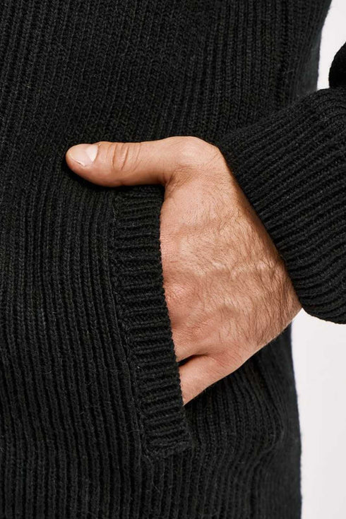 Ανδρική Πλεκτή Ζακέτα Χρώμα Μαύρο Camaro