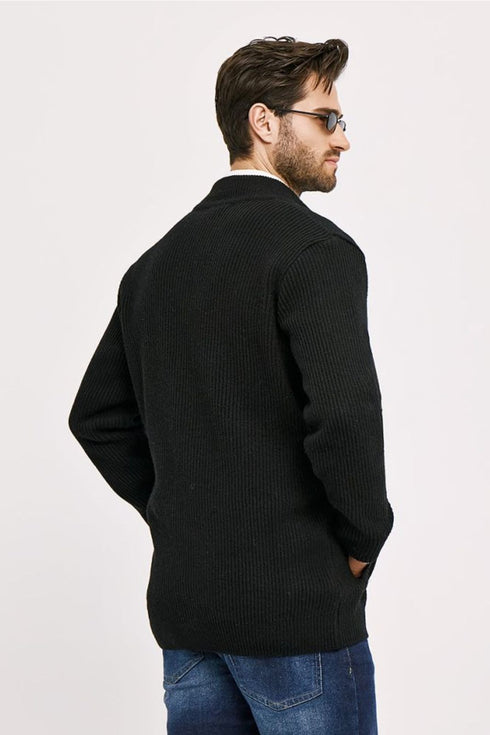 Ανδρική Πλεκτή Ζακέτα Χρώμα Μαύρο Camaro