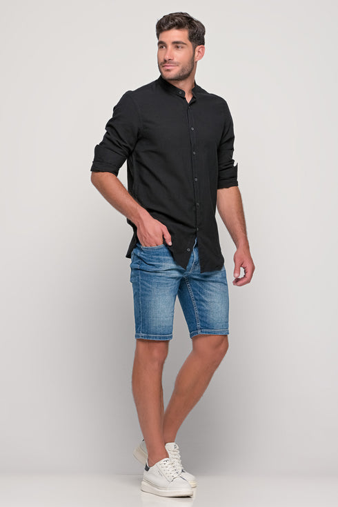 Ανδρικό Πουκάμισο Μάο Γιακάς Μαύρο Brand's