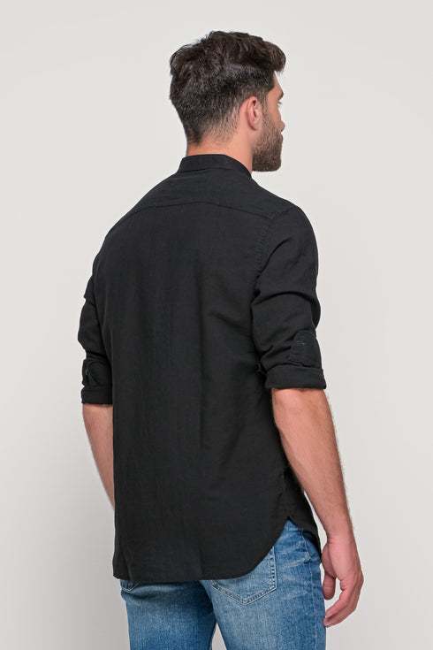 Ανδρικό Πουκάμισο Μάο Γιακάς Μαύρο Brand's