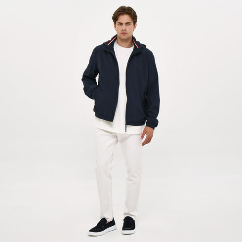 Brokers Ανδρικό Ανοιξιάτικο Μπουφάν Μπλε με Κουκούλα