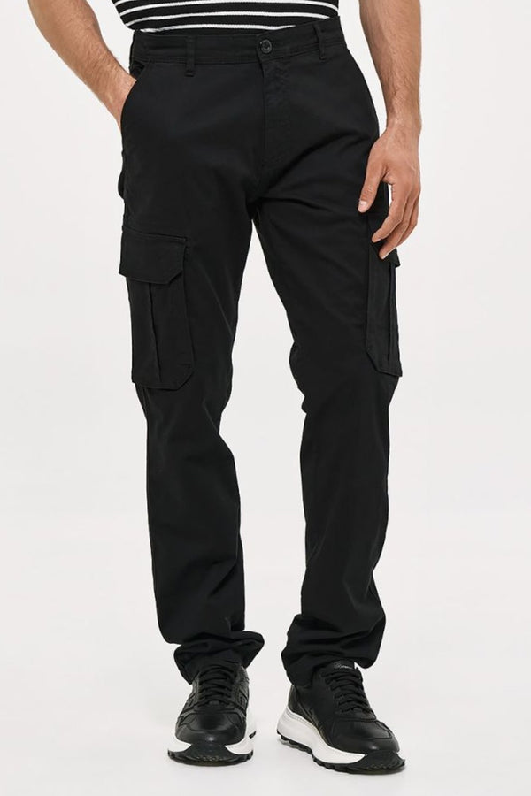 Brokers Ανδρικό Παντελόνι Cargo με Ίσιο Τελείωμα Μαύρο