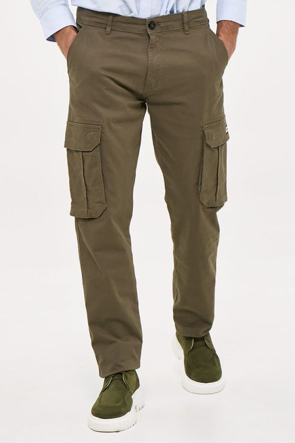 Brokers Ανδρικό Παντελόνι Cargo με Ίσιο Τελείωμα Χακί
