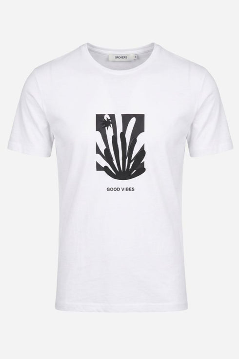 Brokers Ανδρικό T-Shirt με Τύπωμα Λευκό