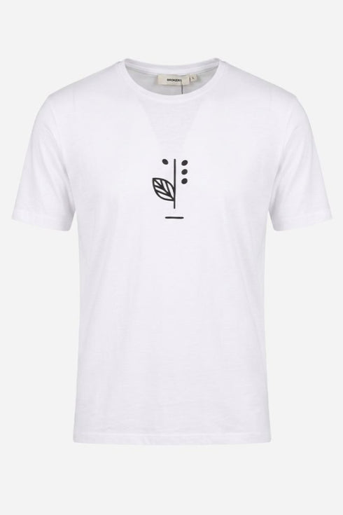 Brokers Ανδρικό T-Shirt Λευκό με Διακριτικό Τύπωμα