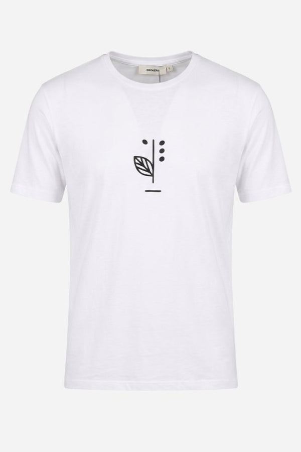 Brokers Ανδρικό T-Shirt Λευκό με Διακριτικό Τύπωμα