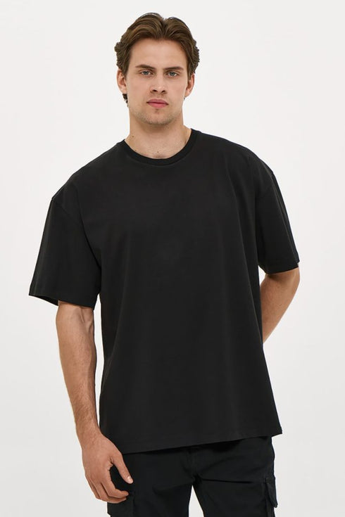 Brokers Ανδρικό T-Shirt σε Άνετη Γραμμή Μαύρο με Τύπωμα στην Πλάτη