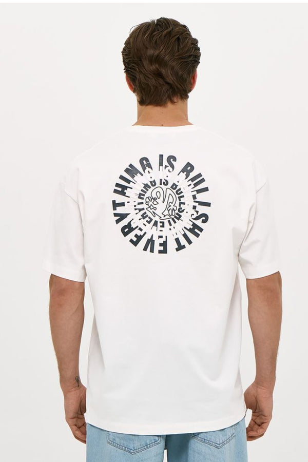 Brokers Ανδρικό T-Shirt σε Άνετη Γραμμή Εκρού με Τύπωμα στην Πλάτη