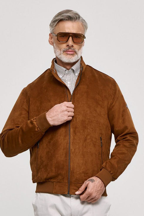 Ανδρικό Ανοιξιάτικο Μπουφάν Suede Κάμελ Sogo