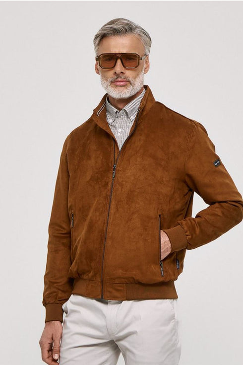 Ανδρικό Ανοιξιάτικο Μπουφάν Suede Κάμελ Sogo