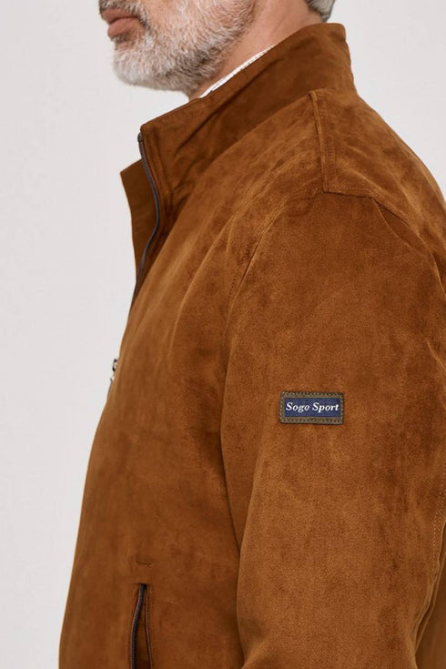 Ανδρικό Ανοιξιάτικο Μπουφάν Suede Κάμελ Sogo