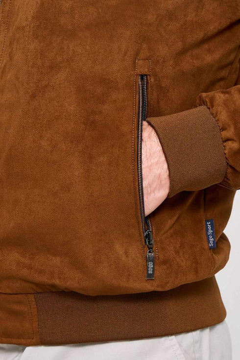 Ανδρικό Ανοιξιάτικο Μπουφάν Suede Κάμελ Sogo