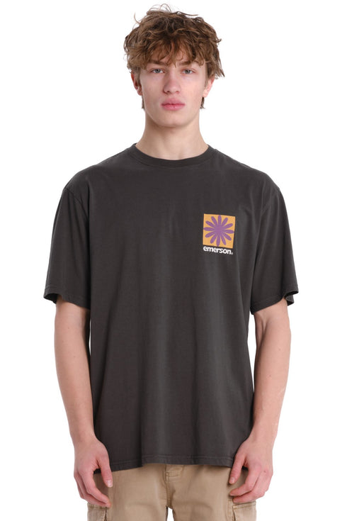 Emerson Κοντομάνικο T-Shirt Ανθρακί Με Τύπωμα Στην Πλάτη