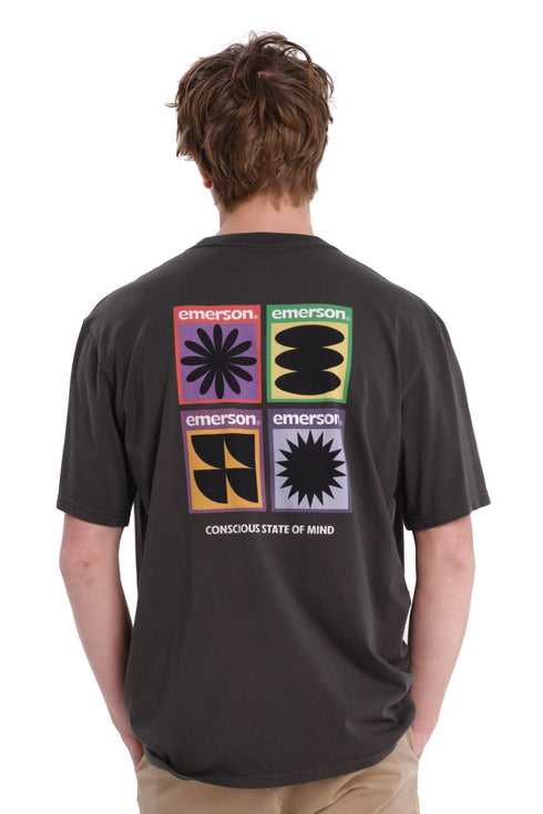 Emerson Κοντομάνικο T-Shirt Ανθρακί Με Τύπωμα Στην Πλάτη