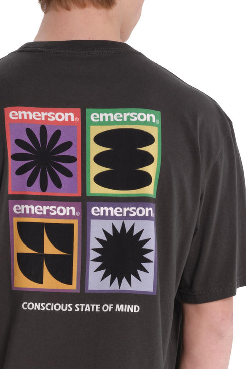 Emerson Κοντομάνικο T-Shirt Ανθρακί Με Τύπωμα Στην Πλάτη
