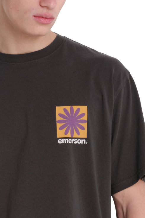 Emerson Κοντομάνικο T-Shirt Ανθρακί Με Τύπωμα Στην Πλάτη