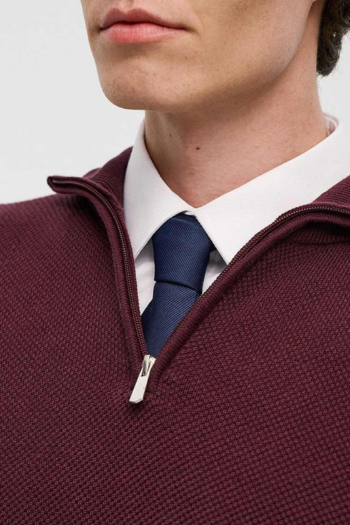 Ανδρική Πλεκτή Μπλούζα Half Zip Μπορντό Brokers