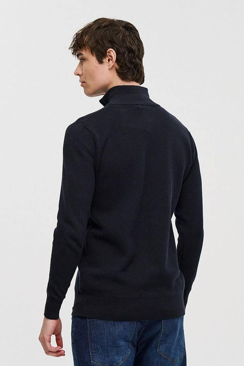 Ανδρική Πλεκτή Μπλούζα Half Zip Μπλε Brokers