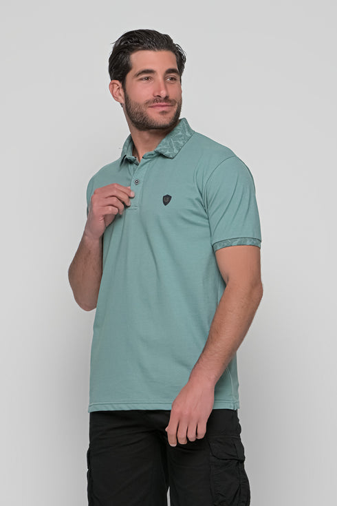 Ανδρικό Πόλο με Τύπωμα στο Γιακά Χρώμα Φυστικί Everbest