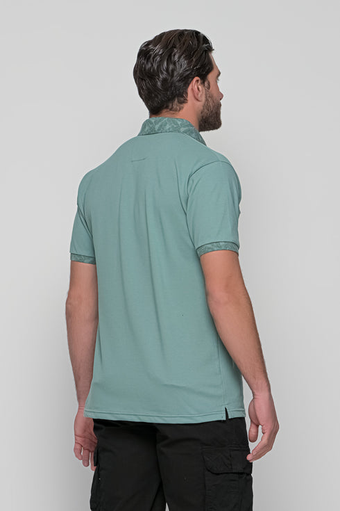 Ανδρικό Πόλο με Τύπωμα στο Γιακά Χρώμα Φυστικί Everbest