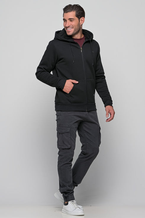 Ανδρική Ζακέτα Φούτερ Χρώμα Μαύρο Everbest