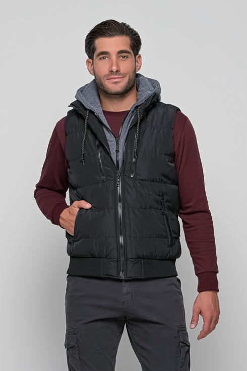 Ανδρικό Αμάνικο Μπουφάν Στενή Γραμμή Μαύρο