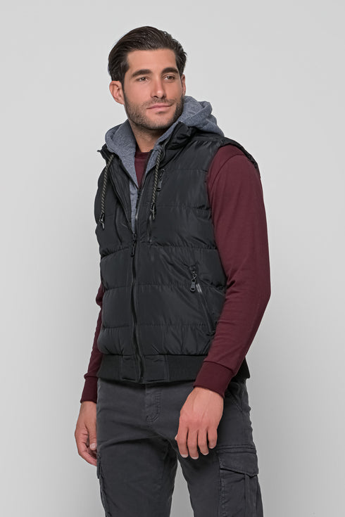 Ανδρικό Αμάνικο Μπουφάν Στενή Γραμμή Μαύρο