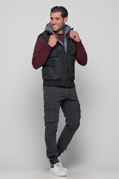 Ανδρικό Αμάνικο Μπουφάν Στενή Γραμμή Μαύρο
